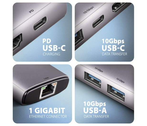 Axagon HMC-6G2L USB-C 10Gbps 6in1 hub - 1485454 - zdjęcie 4